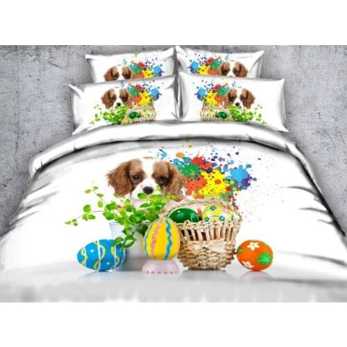 Dog Bedding set Luxury 3D duvet cover sets Cotton bed sheets sheet linen California King Queen size full twin bed in a bag 4PCS