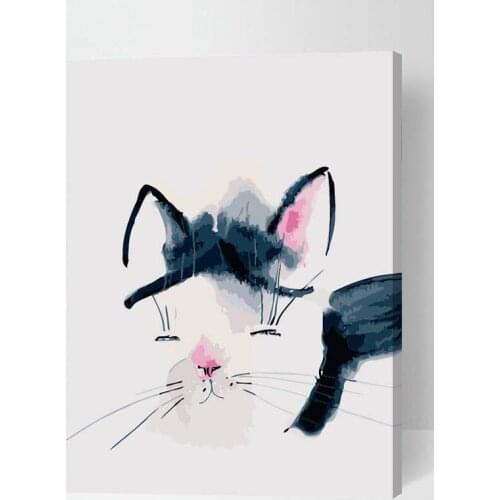 Paint By Number Kit Cat Oil Painting Cat On Canvas Acrylic Cat Cat Lover Gift Chinese Ink Cat Painting Cat Art Cat Art Print