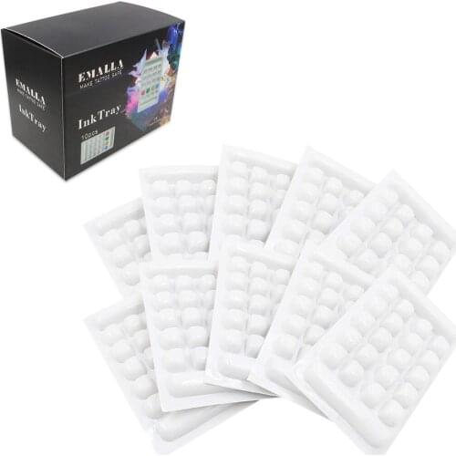 Tattoo Ink Tray 10 Sheets Tattoo Ink Tray Caps Pigment Tray Holder Ink Tray Tattoo Ink Palet for Makeup Microblading Tattoo