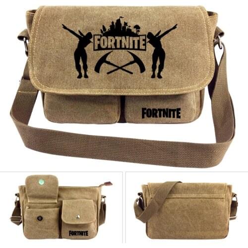 New fortnite khaki casual canvas shoulder bag fashionable versatile study work high-quality school bag outdoor office supplies