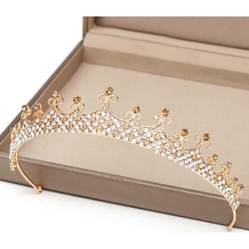 New Arrivals Gold/Silver Color Flower Crystal Tiara Crown Princess Queen Diadem Noiva Bride Bridal Wedding Hair Ornaments