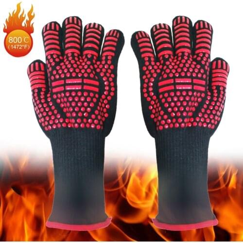 1 Piece BBQ Gloves Heat Resistant Non-Slip Cooking Baking Barbecue Heat Insulation Microwave Gloves
