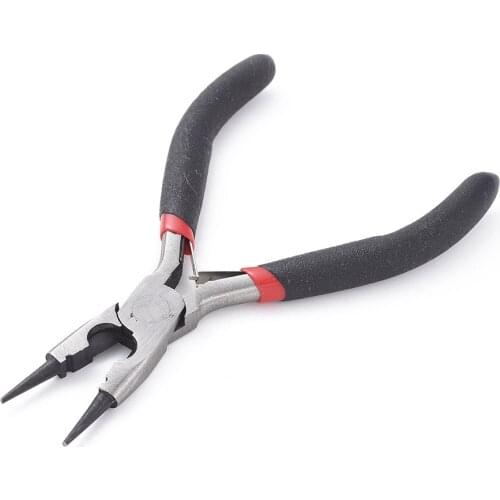 Jewelry Pliers, Round Nose Pliers, Wire Cutter, Polishing, Black, 128x65x10mm