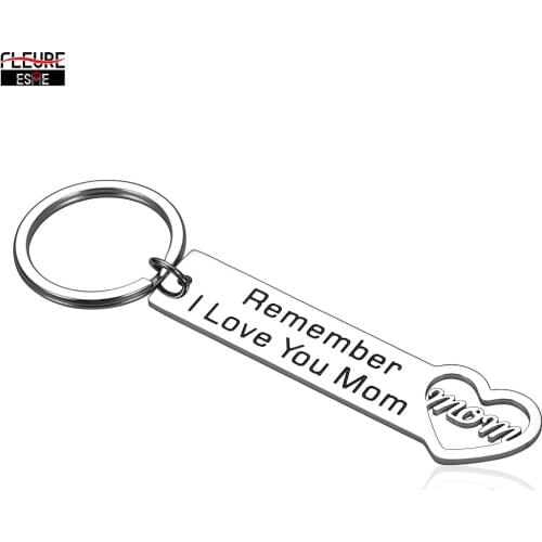 Mothers Day Gifts Keychain for Mom From Daughter Son Remember I Love You Mom Birthday Family Heart-shaped Pendant Keyring