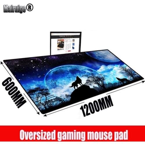 MRGBEST Wolf Moon Custom Full Size Mouse Pad Mat Large XXL Gaming Customized Mousepad for Computer Keyboard Desk 100 120 140cm