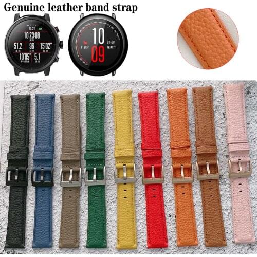 20mm 22mm Genuine Leather Band Strap For Huami Amazfit Pace Stratos 2 2S 3 / GTR 47mm / GTR2 / GTR 2E