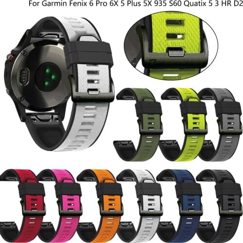 22 26MM fashion style Strap For Garmin Fenix 6 5 Watch Silicone Wrist Band Fenix 5X Plus Fenix 6X Pro 935 Mk2i Strap Watch Band