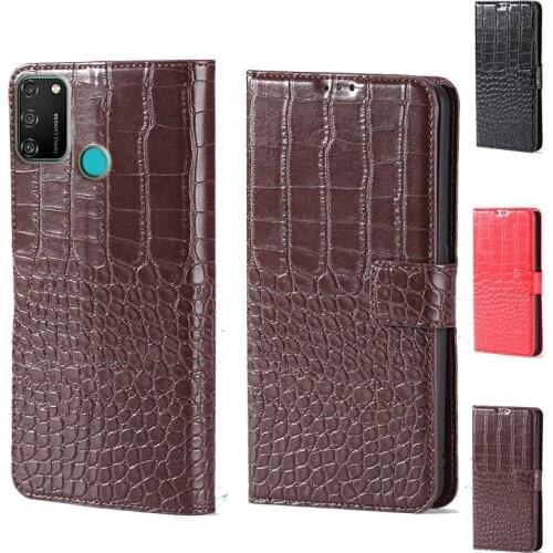 Luxury Crocodile design Flip Leather Wallet Phone Case For Huawei Honor 9A Stand Function Phone cover card slot