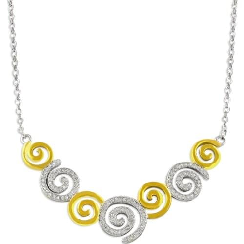 Silverlina Silver Zircon Stone Gold Plated Necklace