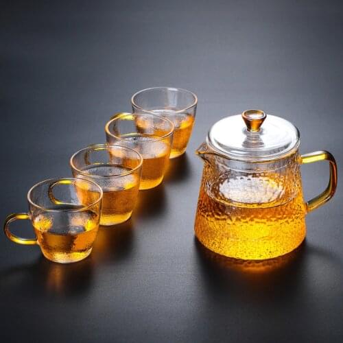 Flower tea coffee glass teapots gaiwan teacups one pot four cups chinese teaware portable travel tea sets with travel bag