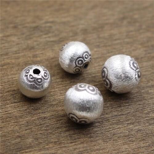 Handcrafted Thai 925 Silver Beads Thailand Sterling Silver Flower Beads Vintage Pure Silver Jewelry Finding Beads DIY Bracelet