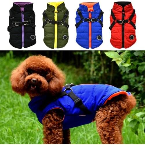 Waterproof Winter Pet Dog Clothes Pet Warm Jacket Coat For French Bulldog Dog Clothing Chest Harness Vest For Small Large Dogs
