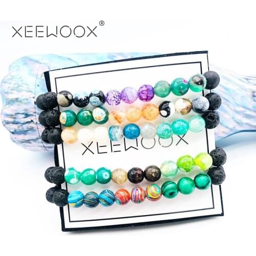 XEEWOOX New Design High Quality Black Lava Stone Jewelry Sea Sediment Imperial Beads Stretch Energy Yoga Gift Bracelets