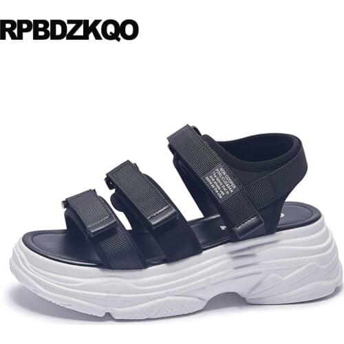 Women wedge platform sandals pumps slingback black famous brand flatform designer high quality shoes open toe summer 2019 white