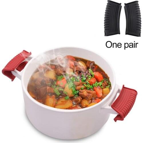 1 Set Pot Holder Sleeve Multi-purpose Heat-insulated Lightweight Removable Non-slip Silicone Grip for Kitchen