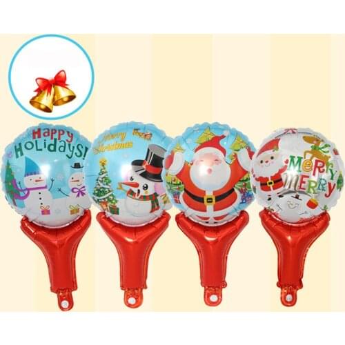10pcs 7 Kinds Merry Christmas Santa Claus Snowman Foil Balloon with Bell Helium Ballons New Year Party Child Decor Kids Toy Gift