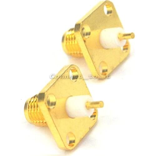 2 Pieces SMA Female Connector 4 Hole Panel Mount Jack wire Connector Solder Post Terminal Connector