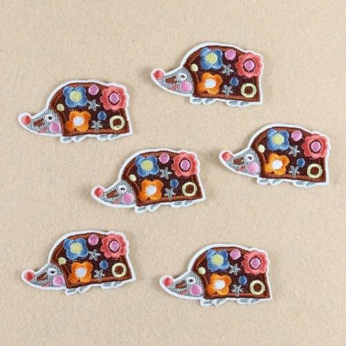 5PCS DIY Patch Cute Flower Hedgehog Embroidery Applique DIY Animals Patches Iron on Transfers for Clothing Stickers Wholesale