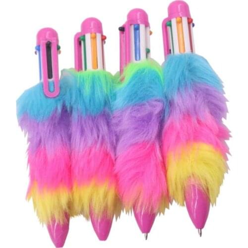 500 pcs Color sketch pens Painting Pen Creative Stationery 6 colors Refill Color Ballpoint Pen 0.5mm Tip Colored Plush Pole