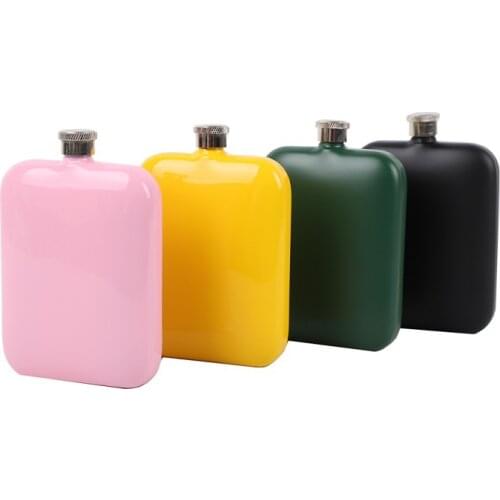 6oz Square Painted Stainless Steel Hip Flasks Pocket Russia Flagon Whiskey Bottle
