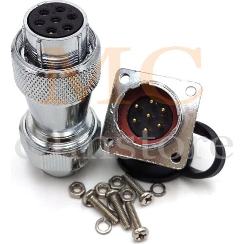 WS20 7-pin Aviation Connector Waterproof Panel Power Supply Chassis Metal Fitting Connector for CNC machine tools