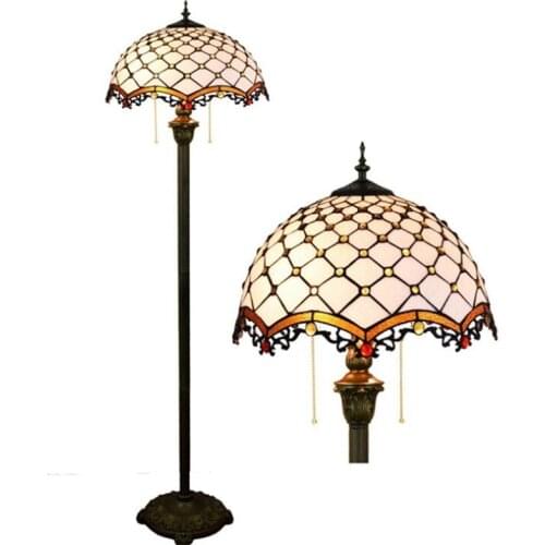 American Country Led Foyer Floor Lamp Luxurious European Apartment Sofa Corner Lamp Vintage Tiffany Reading Light 1248