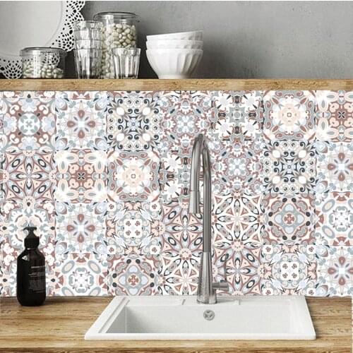 Arabic Retro Tile Stickers For Kitchen Bathroom Kitchen Decoration vinyl tile Waterproof Wall Sticker Art Print Wallpaper