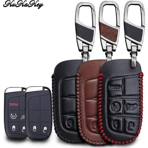 Genuine Leather Car Smart Key Case Cover For Jeep for Fiat Dodge Wrangler Patriot Grand Cherokee Compass Liberty Auto Smart Keys