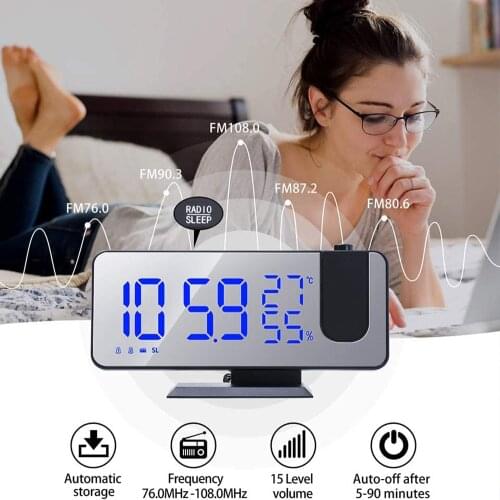 New Led Digital Alarm Clock Smart Watch Table Electronic Desktop Clocks Usb Projection Fm Radio Bedroom Bedside Wake Up Clock