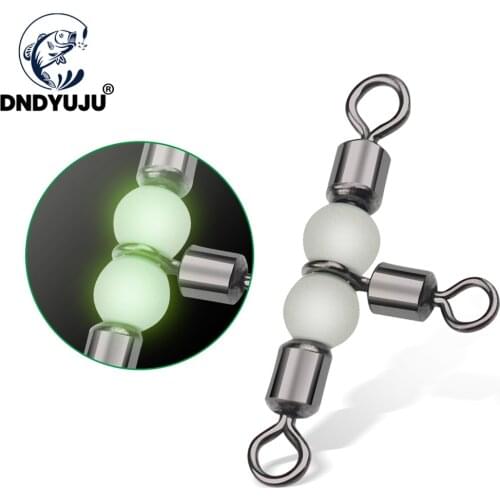 DNDYUJU 10/20pcs Solid Ring Fishing Connector Rolling Triple Swivels Bearing Fishhooks Fishing Accessories Equipment