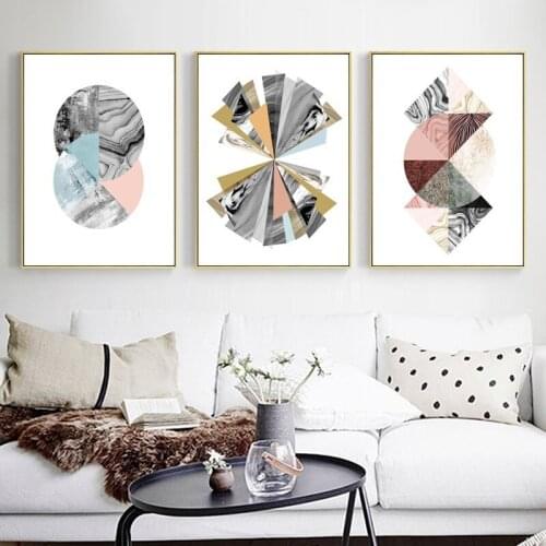 Europe Abstract Watercolor Geometric Paintings on Canvas Minimalist Poster Print Wall Art Picture Living Room Decor