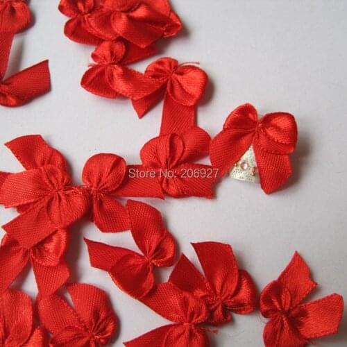 CB4-3 30pcs Cute Red Fabric Bow Shape Nail Art Decoration Outlooking