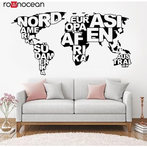 World Map Country Names Continents Wall Window Vehicle Sticker Decal Vinyl Fathead Mural Home Decor Living Room Murals 3213