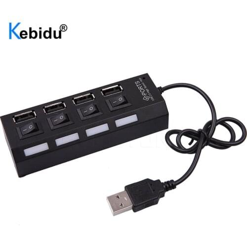 Kebidu USB Hub 2.0 Multi USB Port 4 Ports Hub USB High Speed Hab With on/off Switch USB Splitter For PC Computer Accessories