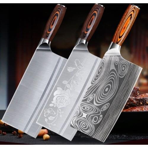 8 inch Chinese Knife Butcher Knife Cutter Tool Chopper 7Cr17mov Stainless Steel Meat Cleaver Vegetable Cutter Kitchen Chef Knife