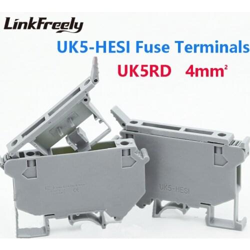 UK5-HESI 2pcs Wire Screw Fuse Terminal Connector UK1.5 UK2.5 UK3N UK6N UK10N UK16N UK5RD Faston Splice Crimp Terminal