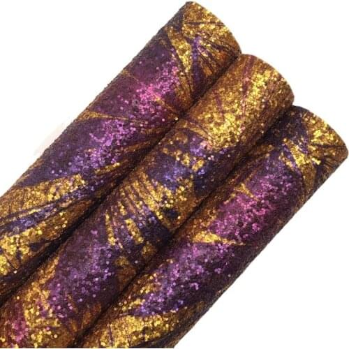 Purple Gold Chunky Glitter Vinyl Fabric Sheet Felt Backing Synthetic Leather Faux Vinil For Bows Earrings DIY A4 SIZE R086B