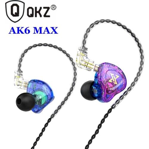 QKZ AK6 MAX Copper Driver Earphone Detachable Wired Headphones with Microphone Stereo HiFi Musician Monitor Headset Gamer Earbud