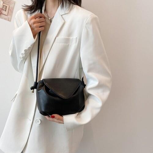 Mobile Phone Bag Small PU Leather Womens Shoulder Bag Female Crossbody Stylish Cloud Bags Khaki New Pleated Handbag White Black