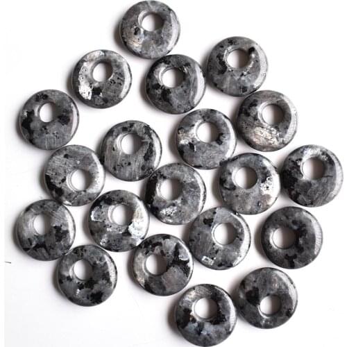 Fashion natural black spectrolit gogo donut charms pendants beads 18mm for jewelry making 20pcs/lot Wholesale free shipping