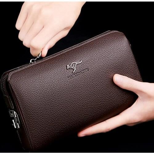 Kangaroo New Combination Lock Mens Handbag Leather Large Capacity Soft Leather Men Clutch Bag Men Clutch Bag Business Briefcase