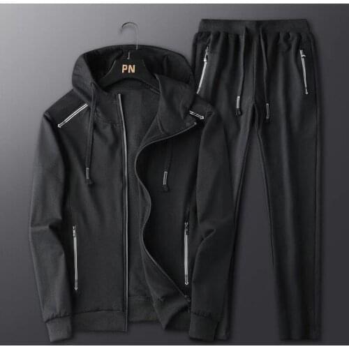 2020 autumn and winter new hooded sports suit mens youth cardigan sweater casual two-piece suit men