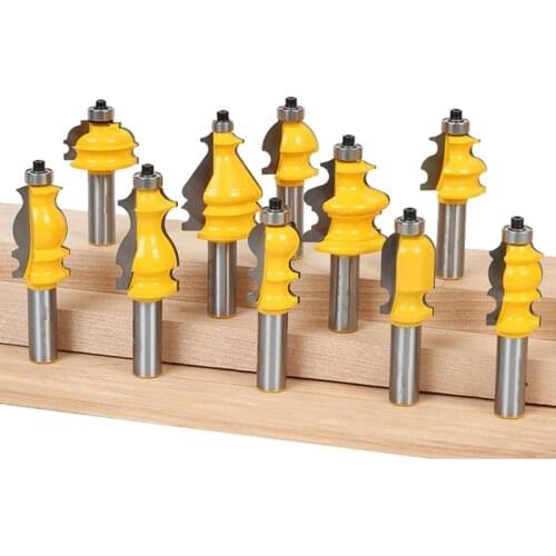 10 Bit Architectural Molding Router Bit Set - 1/2" Shank Line Knife Woodworking Cutter Tenon Cutter For Woodworking Tools