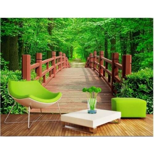 3d photo wallpaper custom mural Park wooden bridge garden landscape Home decor living room 3d wall mural wallpaper for walls 3 d