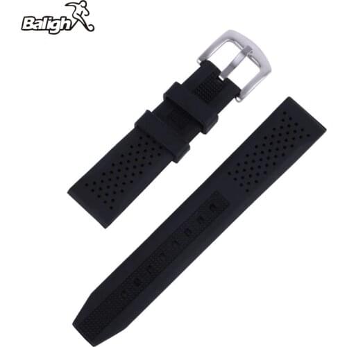 Newest Fashion Men Casual Watch Band Soft Silicone Rubber Waterproof Wrist Watch Band Strap 18-24mm Black