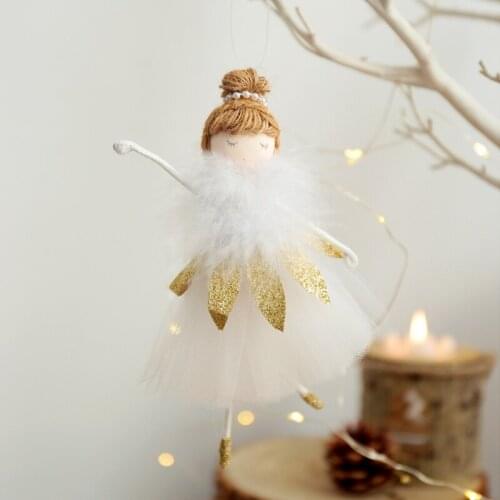 New Year Christmas Decorations Cute Ballet Girl Tree Pendant Plush Angel Doll Haning Ornaments Home Holiday Gifts