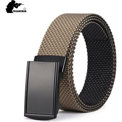 New Casual Belt Men Women 120cm Nylon Belt Brand Zinc Alloy Automatic Buckle High Quality Casual Belt AJB1