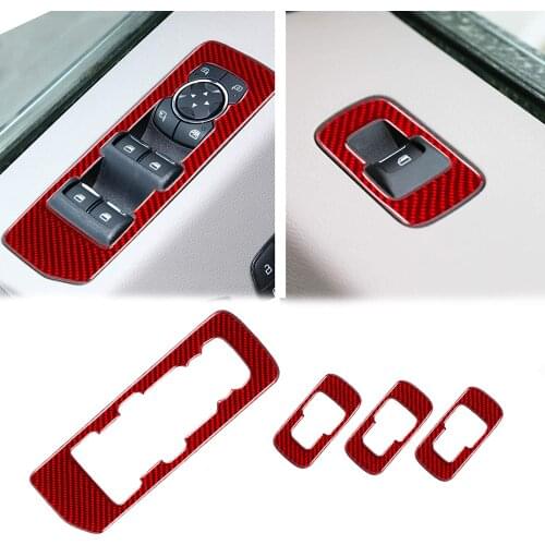 Carbon Fiber Window Lift Switch Panel Decoration Frame Cover Interior Accessories for Ford F150 2015 2016 2017 2018 2019 2020