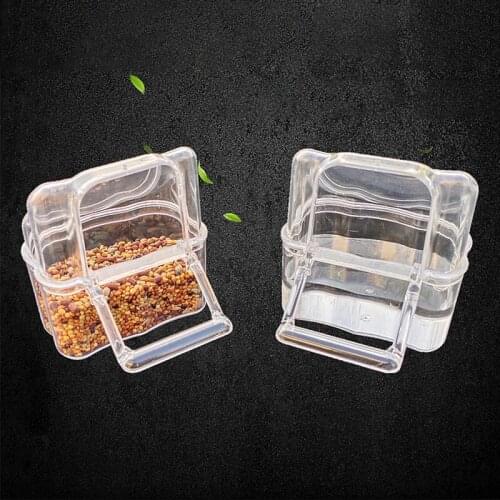 Parrot Bird Transparent Plastic Food Cup Bowl Clean Water Silo Waterer Box Birds Feed Bowl Accessory pet feeder