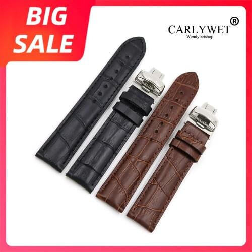 CARLYWET 19mm Top Quality Real Calf Leather Replacement Watch Band Strap Bracelet For Tissot PRC200 T17 T461 T014430 T014410